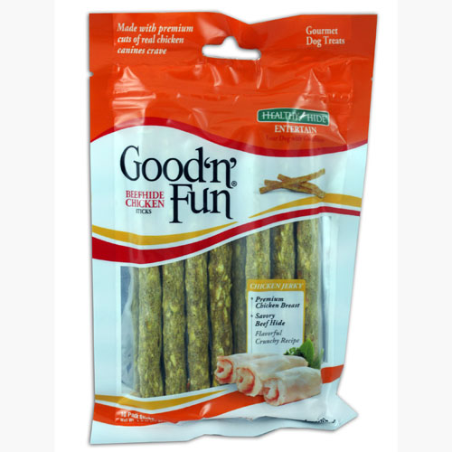 Good 'n' Fun 10 count beef hide chicken sticks for Dogs---GREAT DATE & PRICE!