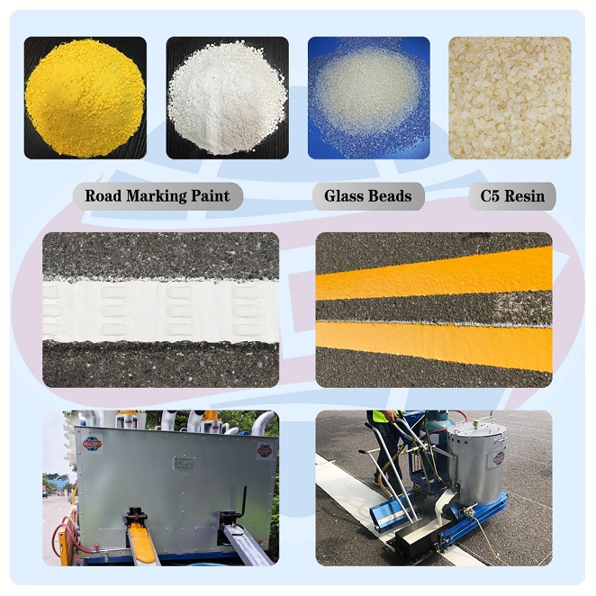 Thermoplastic road marking paint, powder coating paint, Reflective Glass Beads, C5 hydrocarbon resin