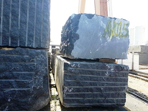 Blocks of black granite from Angola