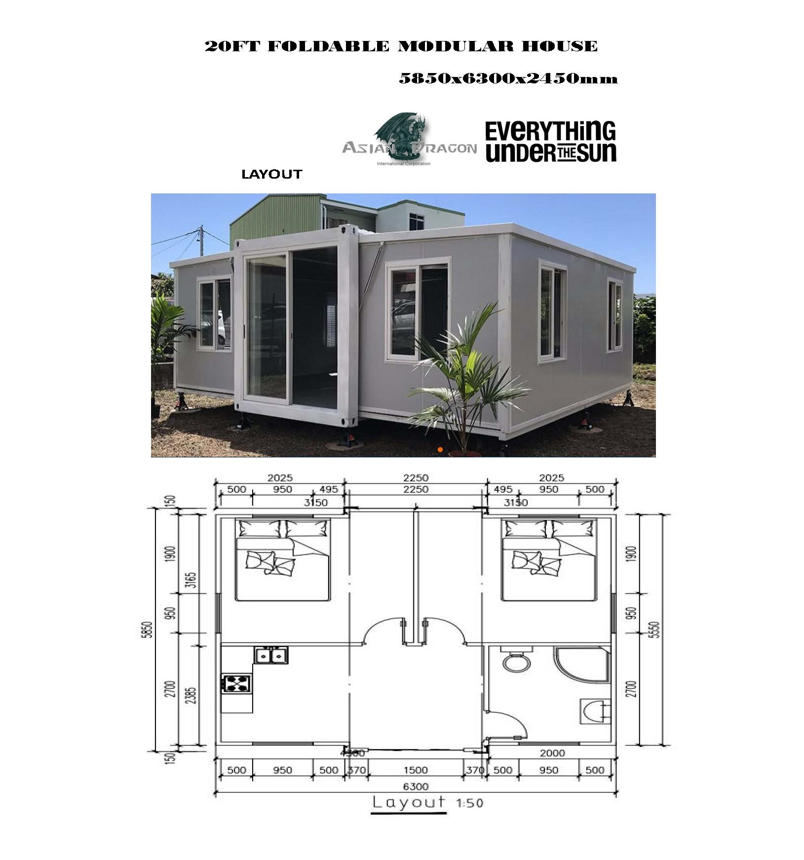 20ft foldable container house