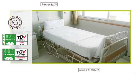 Offer disposable sheet + pillowcase for hospital use 100% cotton hypoallergenic - Bio-compostable