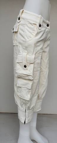 Rib cord 3/4 length pant in Cream White and Olive