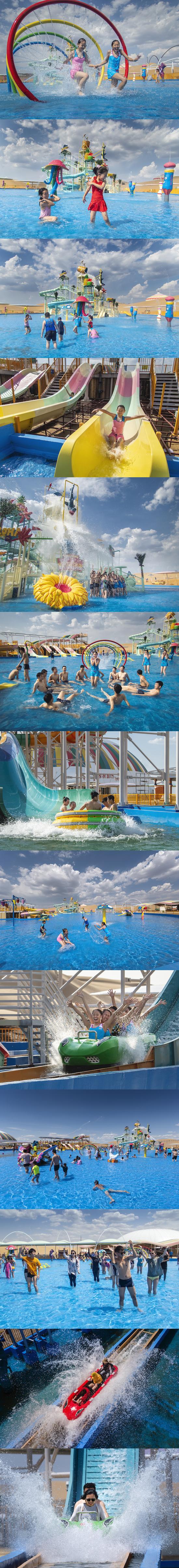 The worlds only water park in desert - opened to public in China this summer-Whistling Dune Bay water park 