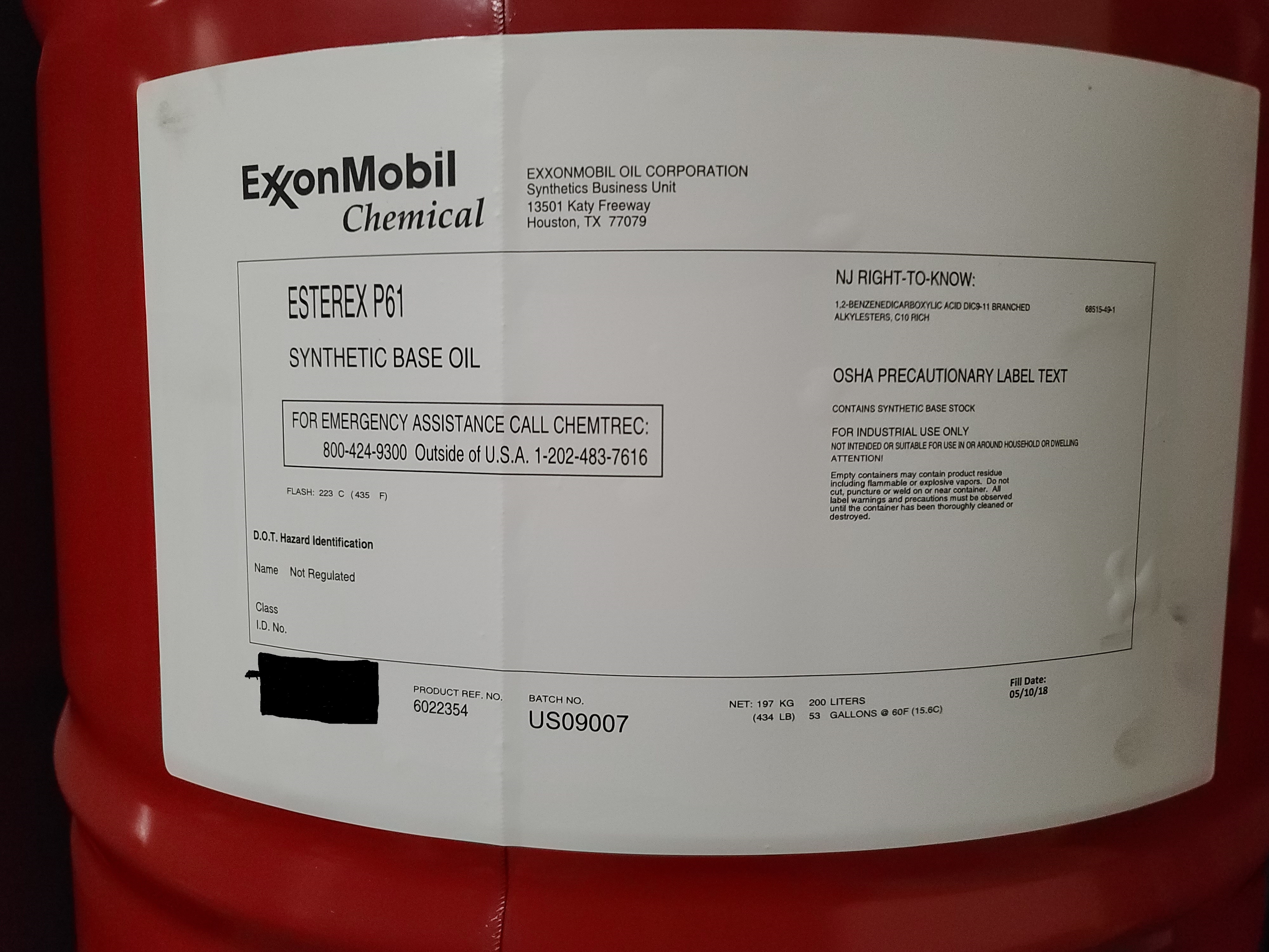 Exxon synthetic base oil