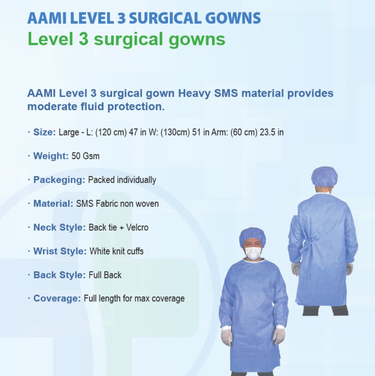 STERILE SURGICAL GOWNS - AAMI LEVEL 3 - MOQ ORDERS ACCEPTED - { 500,000 QTY } - F.O.B. NJ USA