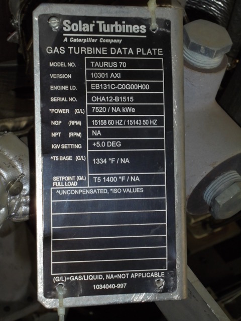 SOLAR TAURUS 70 GAS TURBINE PACKAGE FOR SALE
