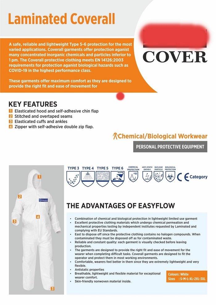 Disposable Protective Type 5/6 Category 3 Coveralls Offer- UK, Europe