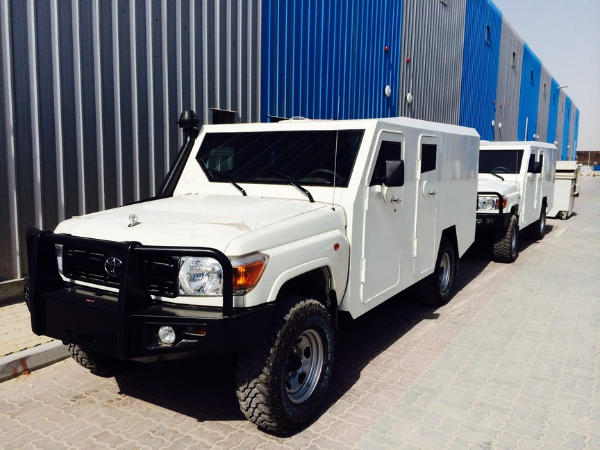 Toyota Land Cruiser 79 series cash in transit with BR4+ armoring level