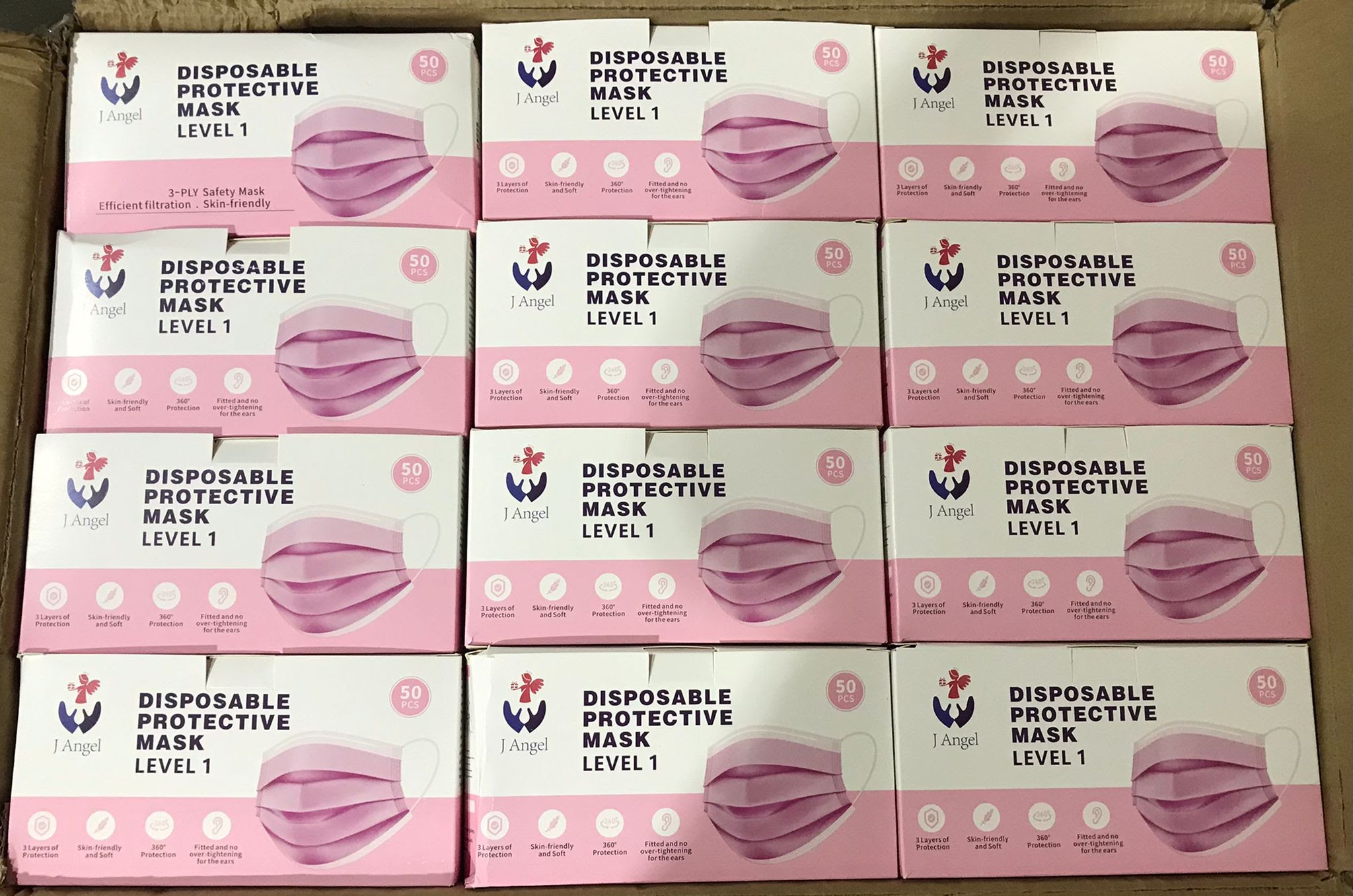 Disposable Adults Pink 3Ply Face Mask. 23000boxes. EXW Los Angeles  EXP 11/2023