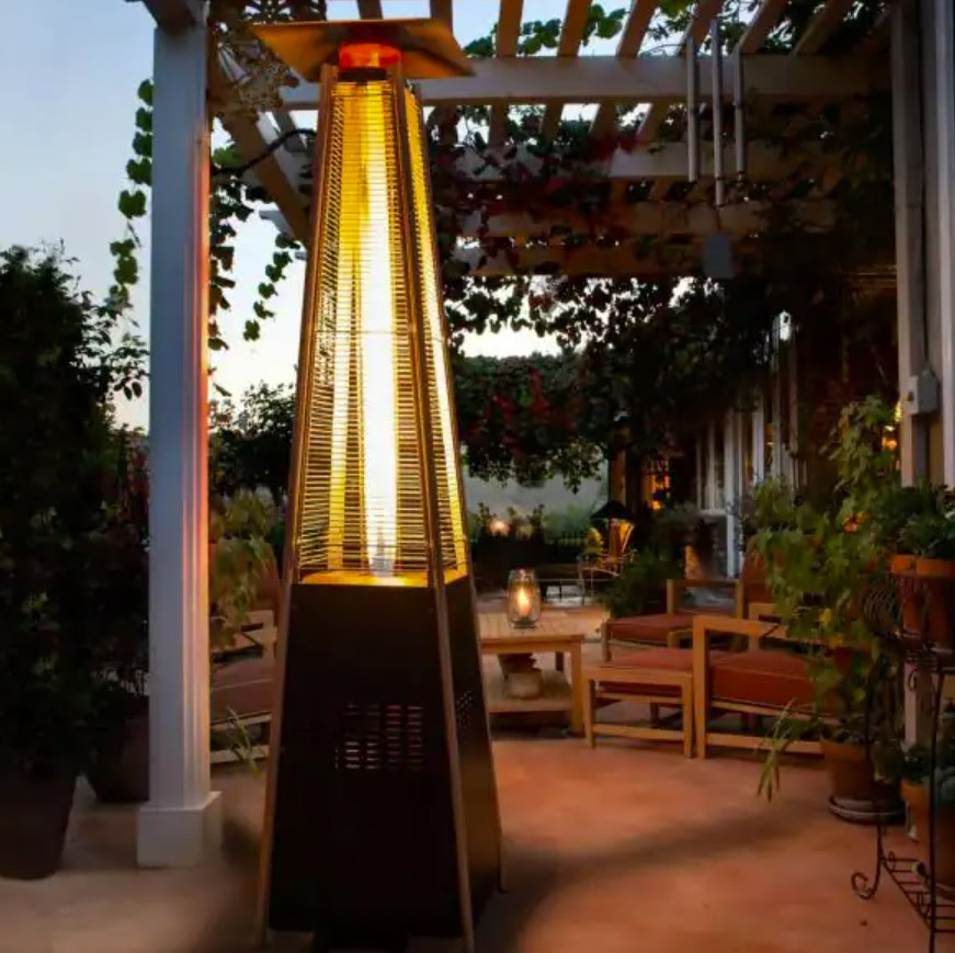 Stainless Steel Pyramid Flame Propane Patio Heater with Wheels. 2818units. EXW Los Angeles 