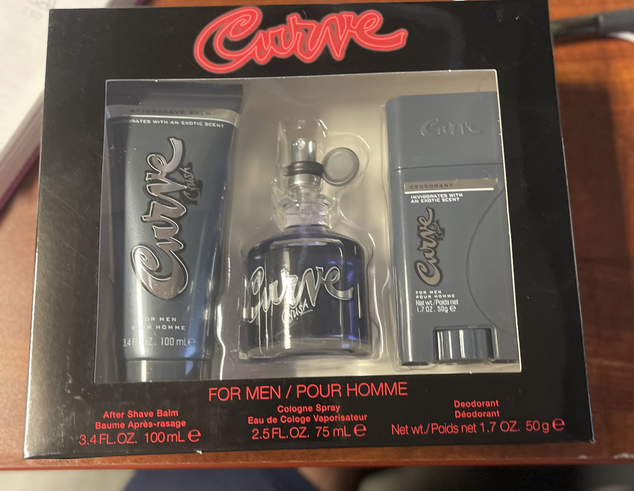 Liz Claiborne Curve Crush Mens Fragrance 3 Piece Gift Set, 2.5 Fl. Oz. Eau De Cologne, 3.4 Fl. Oz. Aftershave Balm and 1.7 Oz. Deodorant Stick