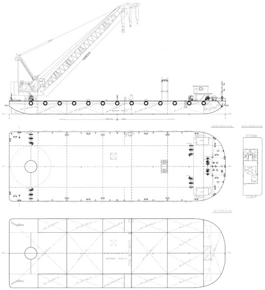 Ref. No. : BNC-PDB-1028-99 (TBN),  PILE DRIVING BARGE (FLOATING PILE DRIVER)/Ref. No. : BNC-FC-400-97 (TBN), FLOATING CRANE BARGE (REVOLVING TYPE)/Ref. No. : BNC-FC-200-96 (TBN) FLOATING CRANE BARGE (REVOLVING TYPE)