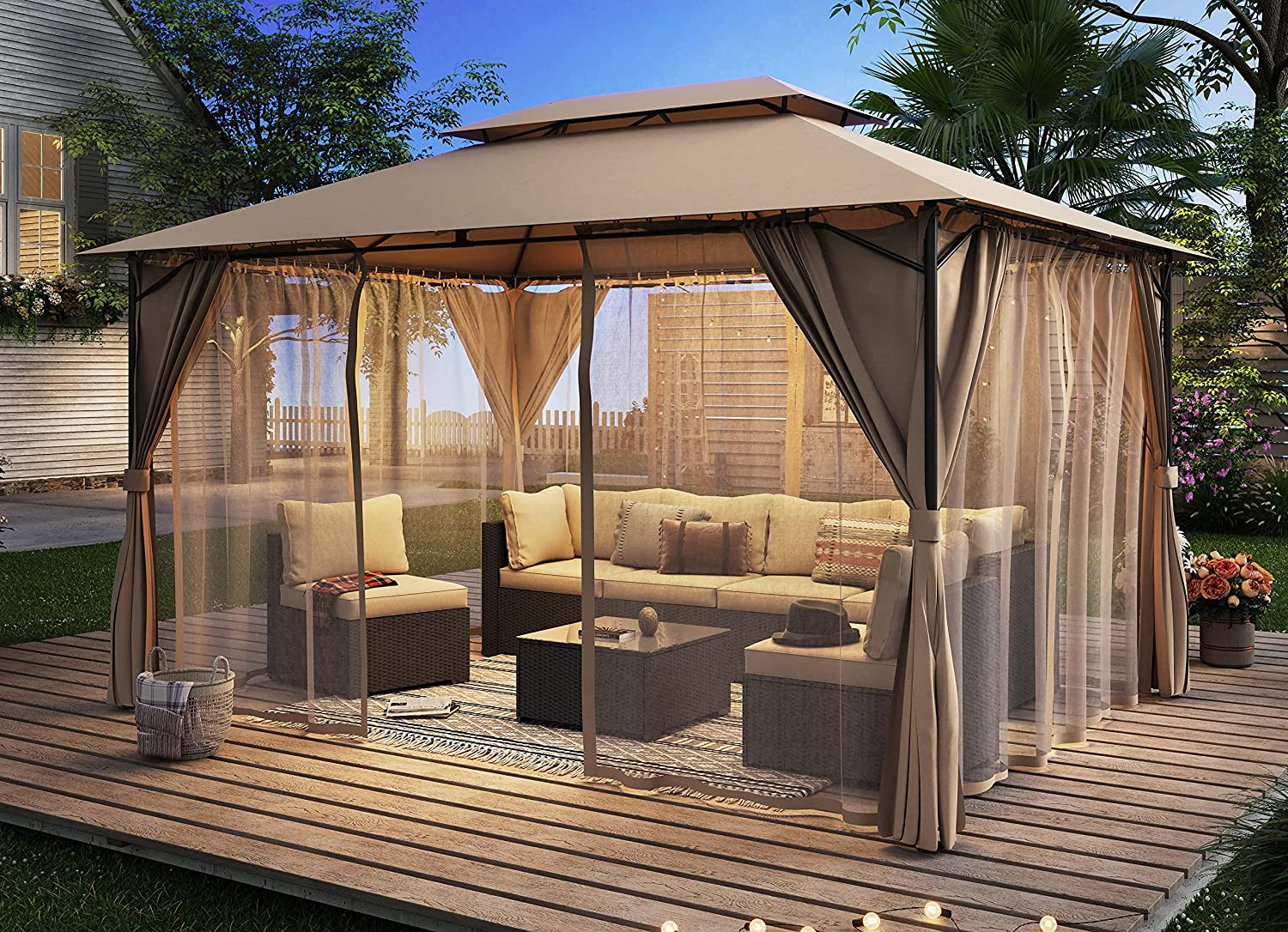LAUSAINT 10x12Ft, Patio Outdoor Canopy Double Roof Tops with Privacy Screen. 450units. EXW Los Angeles $95.00unit.