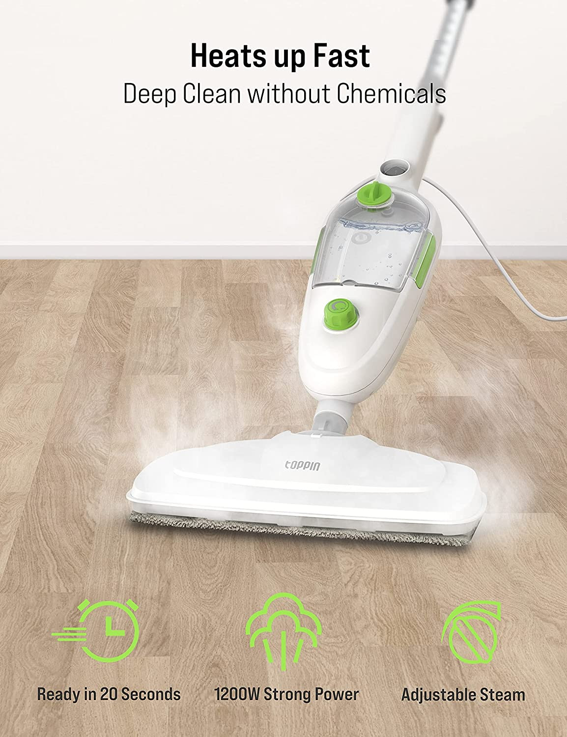 TOPPIN Steam Mop - 10 in 1 Detachable Handheld Steam Cleaner with 2 Pads. 1500 units. EXW Los Angeles $24.50 unit.