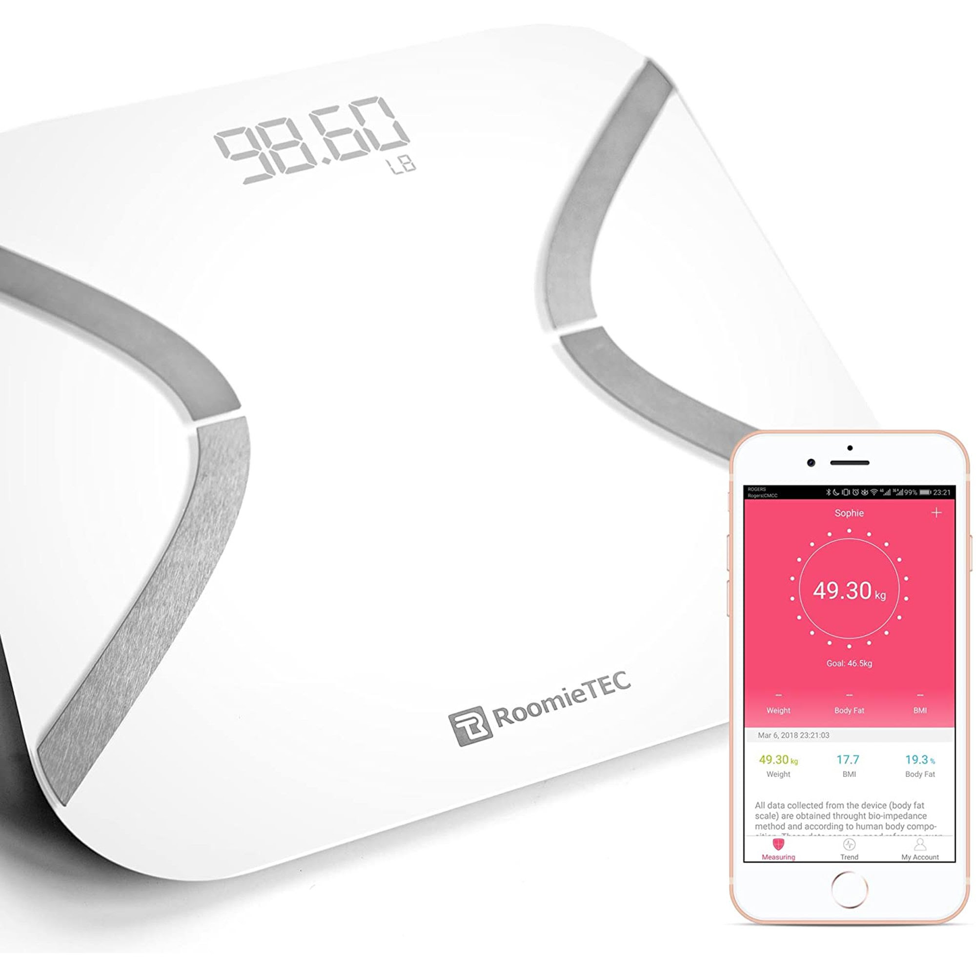 Roomie TEC Sophie Smart Body Scale with Free APP. 2,500 units. EXW Los Angeles $8.00 unit.