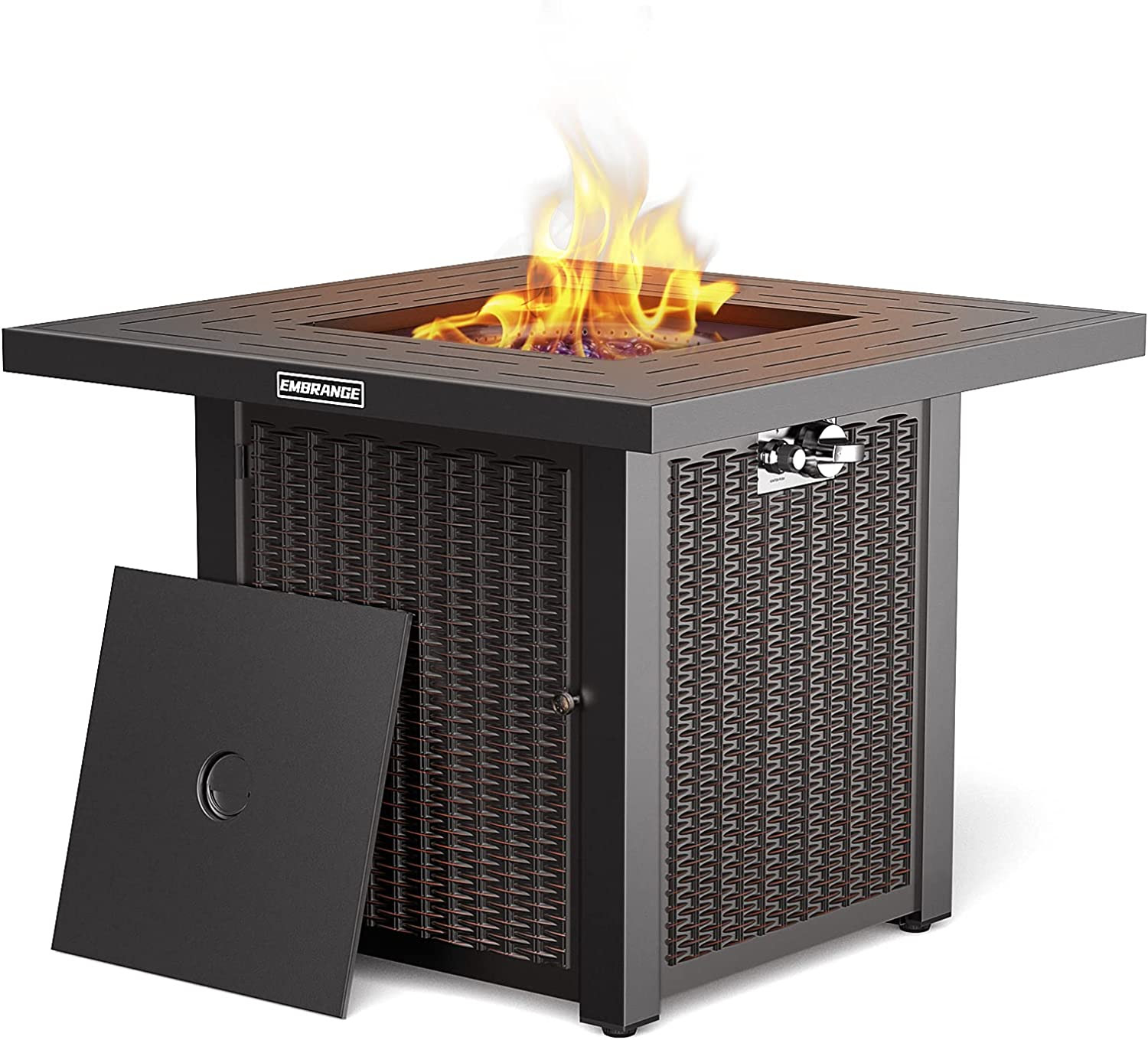 28 Inch Outdoor Propane Gas Fire Pit Table, Pulse Ignition System 50,000 BTU CSA Certification                               
