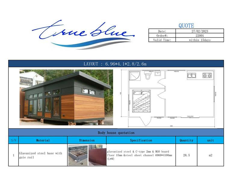 This is quotation for 28m2 and 40m2 prefabs to you for each 50sets house.