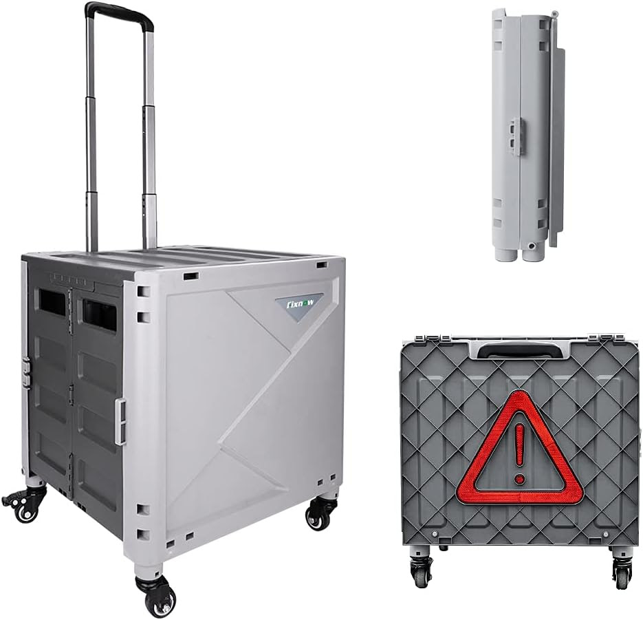 Foldable Shopping Trolley Box on Wheels with Lid Wear-Resistant Noiseless 360°Rotate