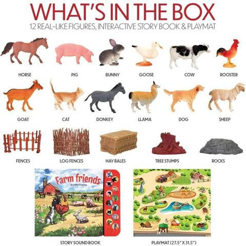Lil-Gen Toy Farm Animals with Interactive Farm Animal Sound Book USA
