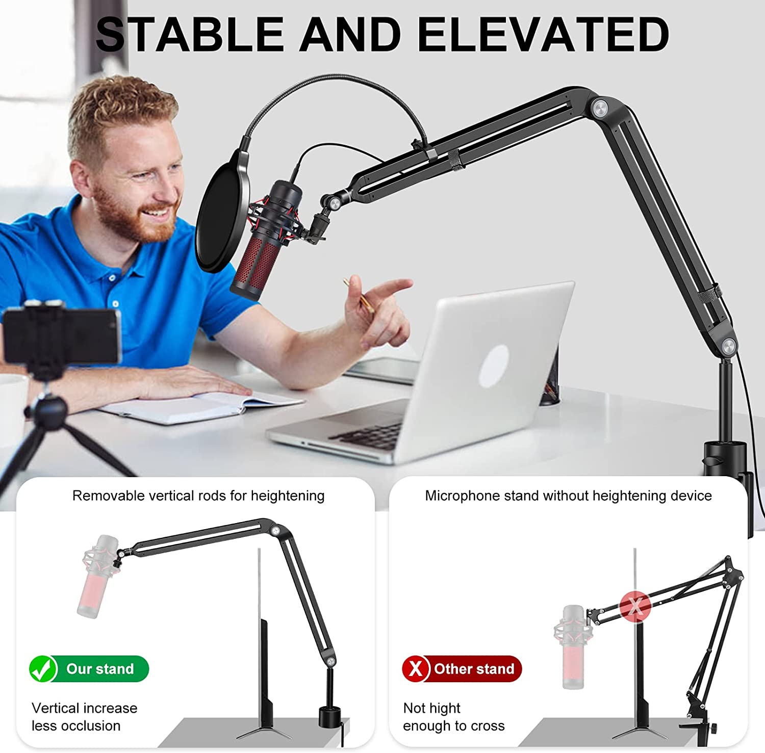 Aokeo Adjustable Compact Microphone Stand. 4490 units. EXW Los Angeles $9.95 unit.