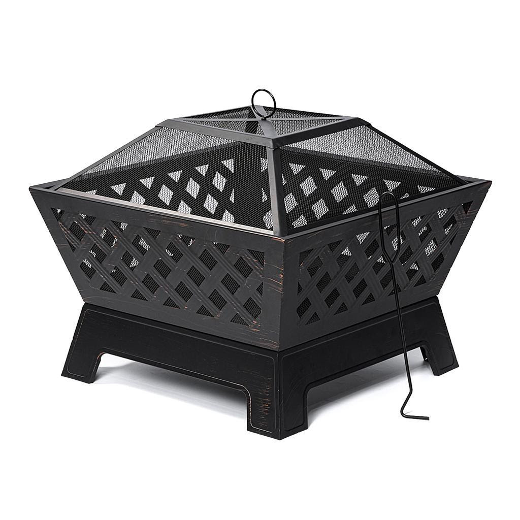 26 x 26 Rectangle Wood Burning Fire Pit with Lid                               