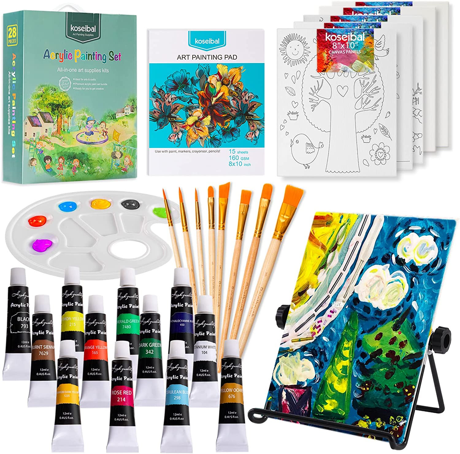 Acrylic Paint Set for Kids, Art Painting Supplies Kit                               