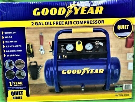 Goodyear 2-Gallons Portable 135 PSI Hot Dog Quiet Air Compressor. 637 units. 