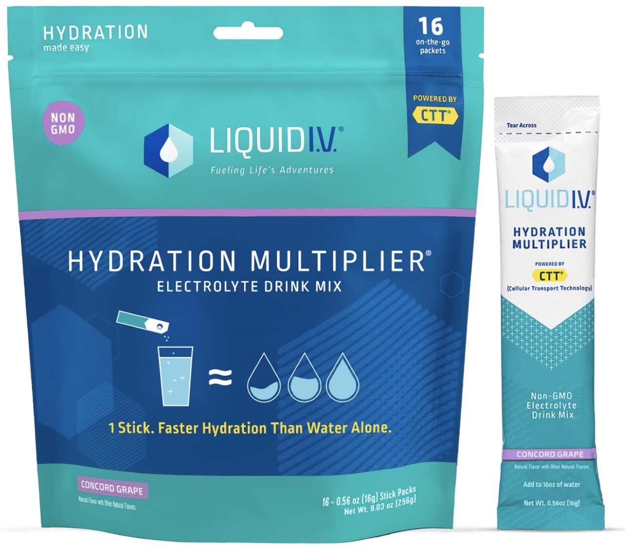 Liquid I.V. 16 Sticks Concord Grape  Hydration Powder Packets Multiplier. 9360 Boxes. 
