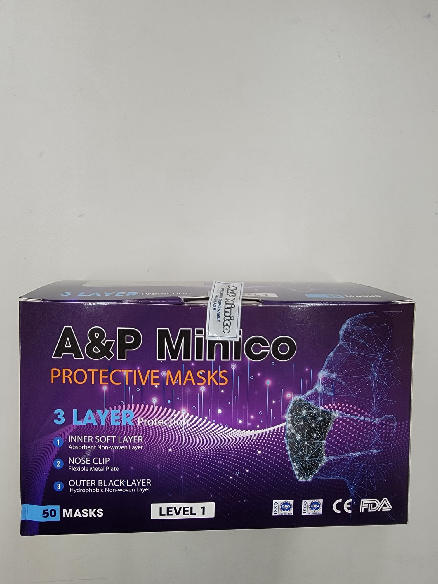 A&P Minico Disposable Black 3Ply Mask. 20000Boxes. EXW Los Angeles Box of 50 Masks. EXP 2025.