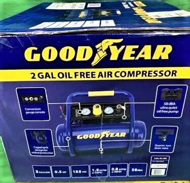 Goodyear 2-Gallons Portable 135 PSI  Quiet Air Compressor. 1679units. EXW Texas $39.00 unit.