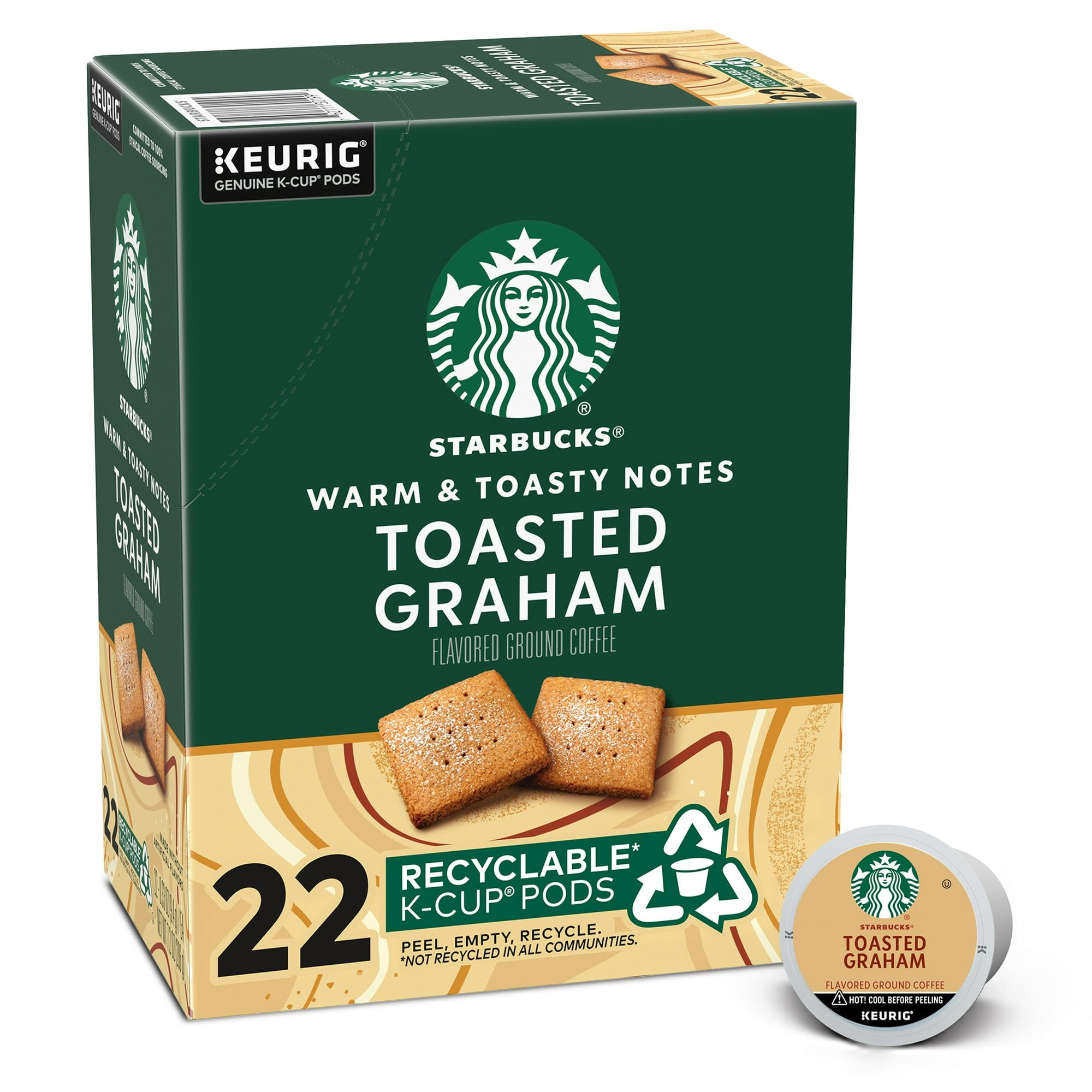 Starbucks 22 Count Toasted Graham Medium Roast K-Cup Coffee Pods. 