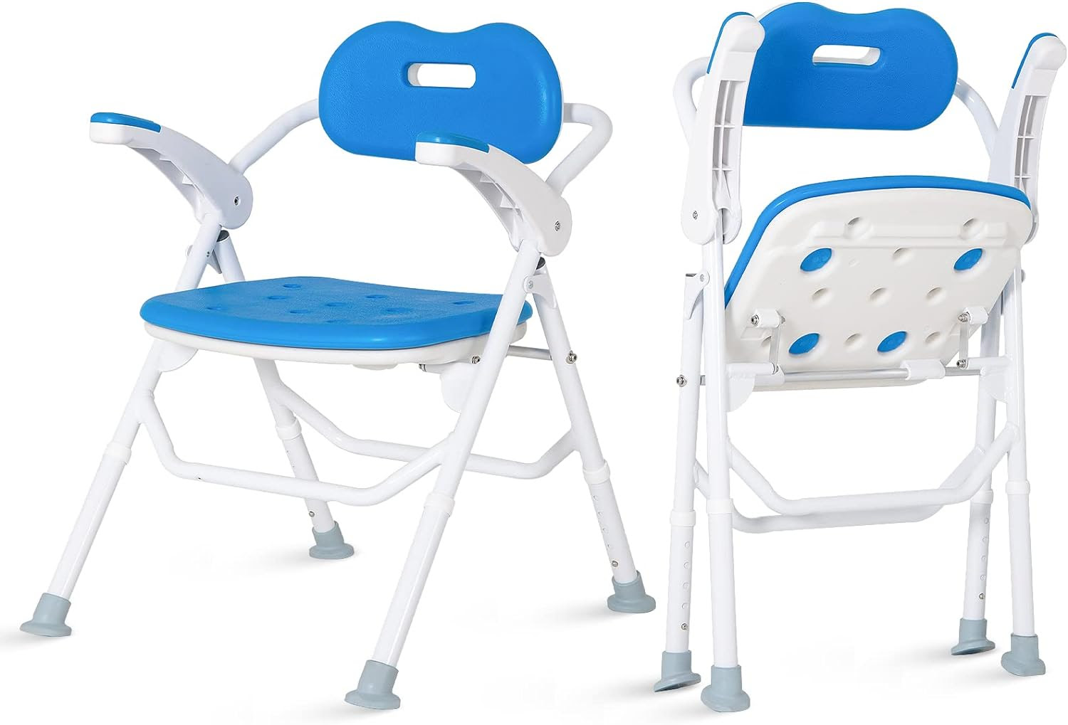 Foldable Shower Chair with Armrests and Back,Heavy Duty Folding Bathtub Chair with Thicker Shower Seat     