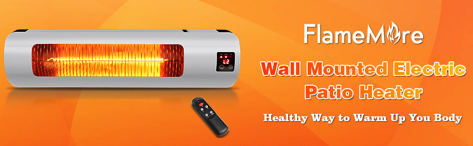 Wall Mount Outdoor Heater With Carbon Tube Heating, Aluminum Alloy Frame Material Infrared Space Heater, Remote Control & Super Quiet
