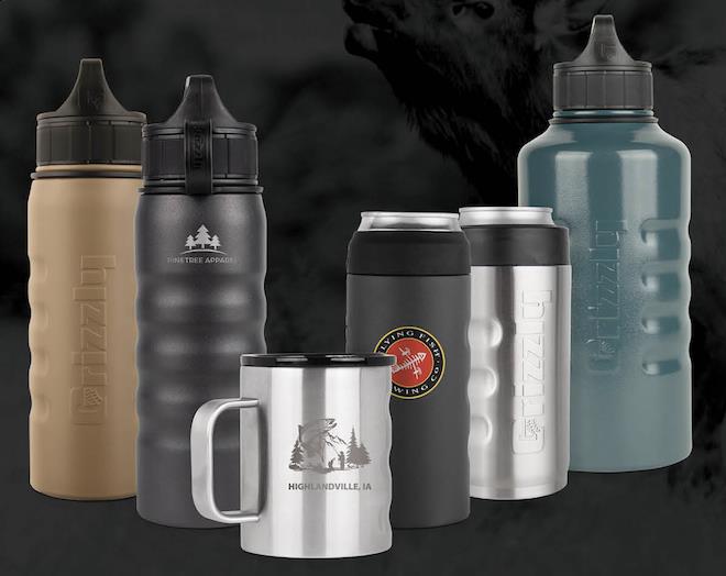 Grizzly Drinkware - OVERSTOCK - CLOSEOUT...Slim Can Koozies, Making room for new Inventory.... Grizzly drinkware!!! Imprinting - Etching Available as Well