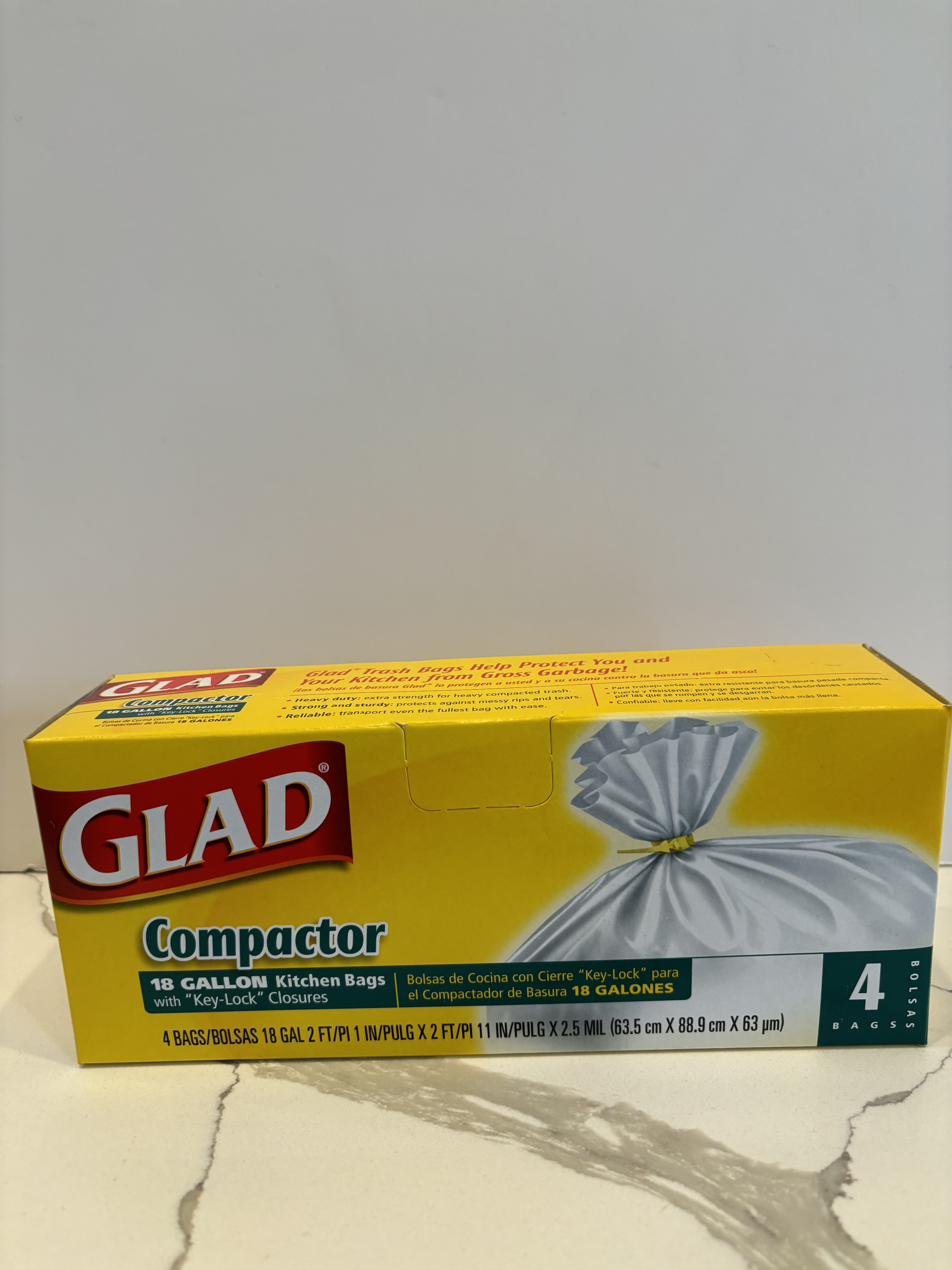 Glad 18 Gallon Compactor 4 count Trash Bags.  40,320 Boxes. EXW Chicago $2.25/box of 4ct.
