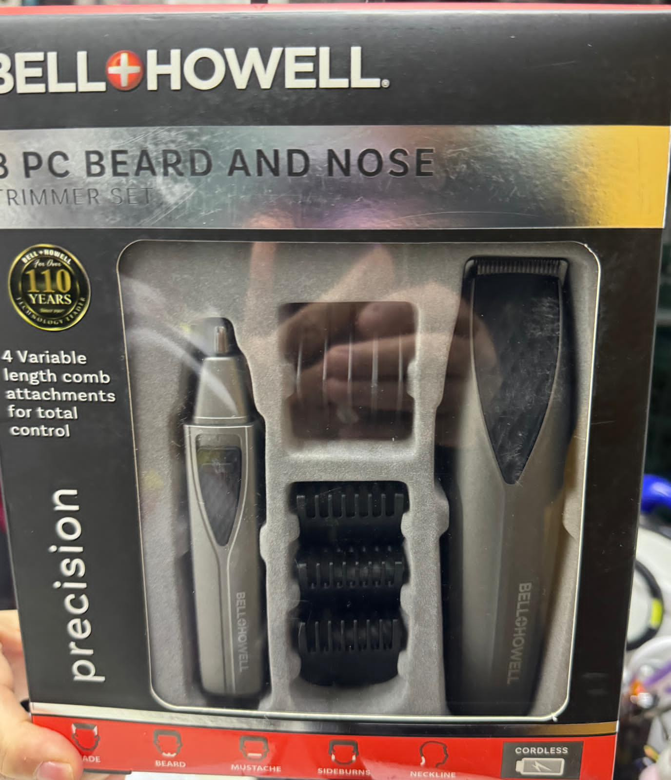 Bell + Howell Cordless 8 Piece Nose & Hair Trimmer Set.