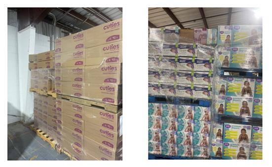 DIAPERS with packing list