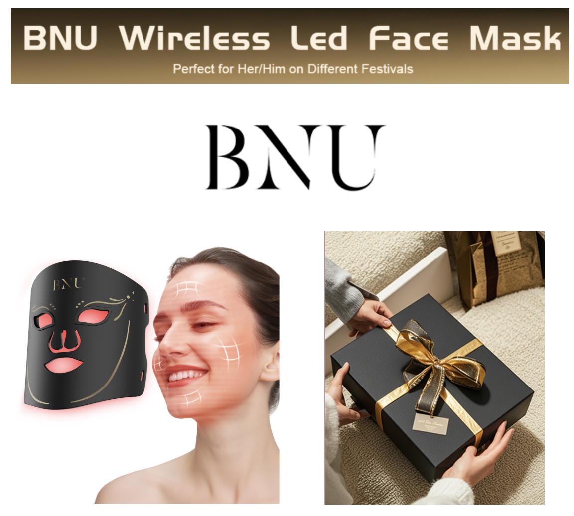 BNU Wireless Red Light Therapy Wireless LED Face Mask Near-Infrared Red