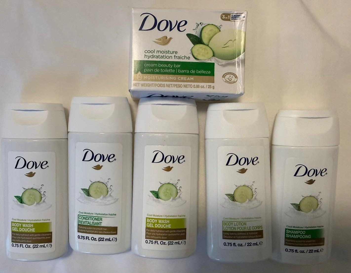 Dove TSA Approved Travel Size Soap, Body Wash, Lotion, Shampoo and Conditioner 