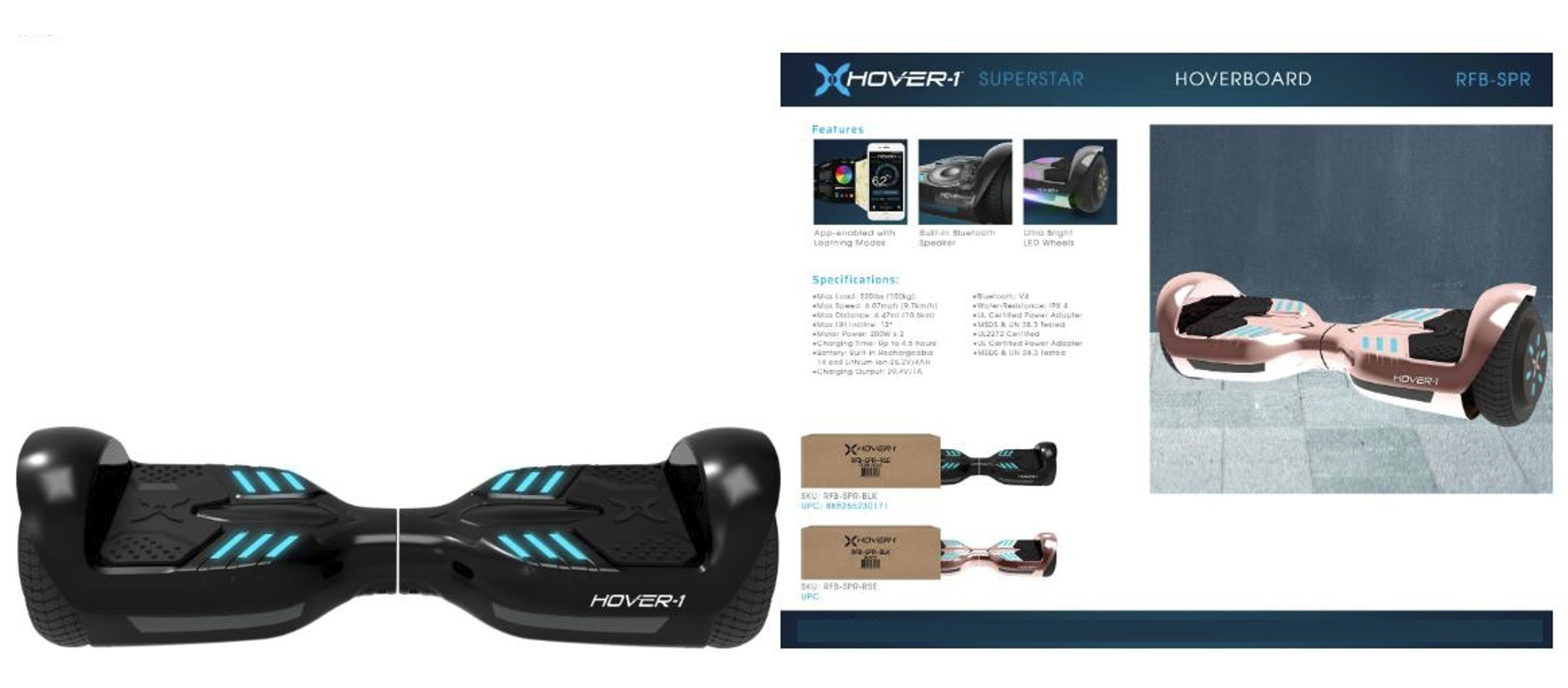 Hover-1 Superstar Hoverboard. 2977 Units. EXW Los Angeles $24.00 Unit.