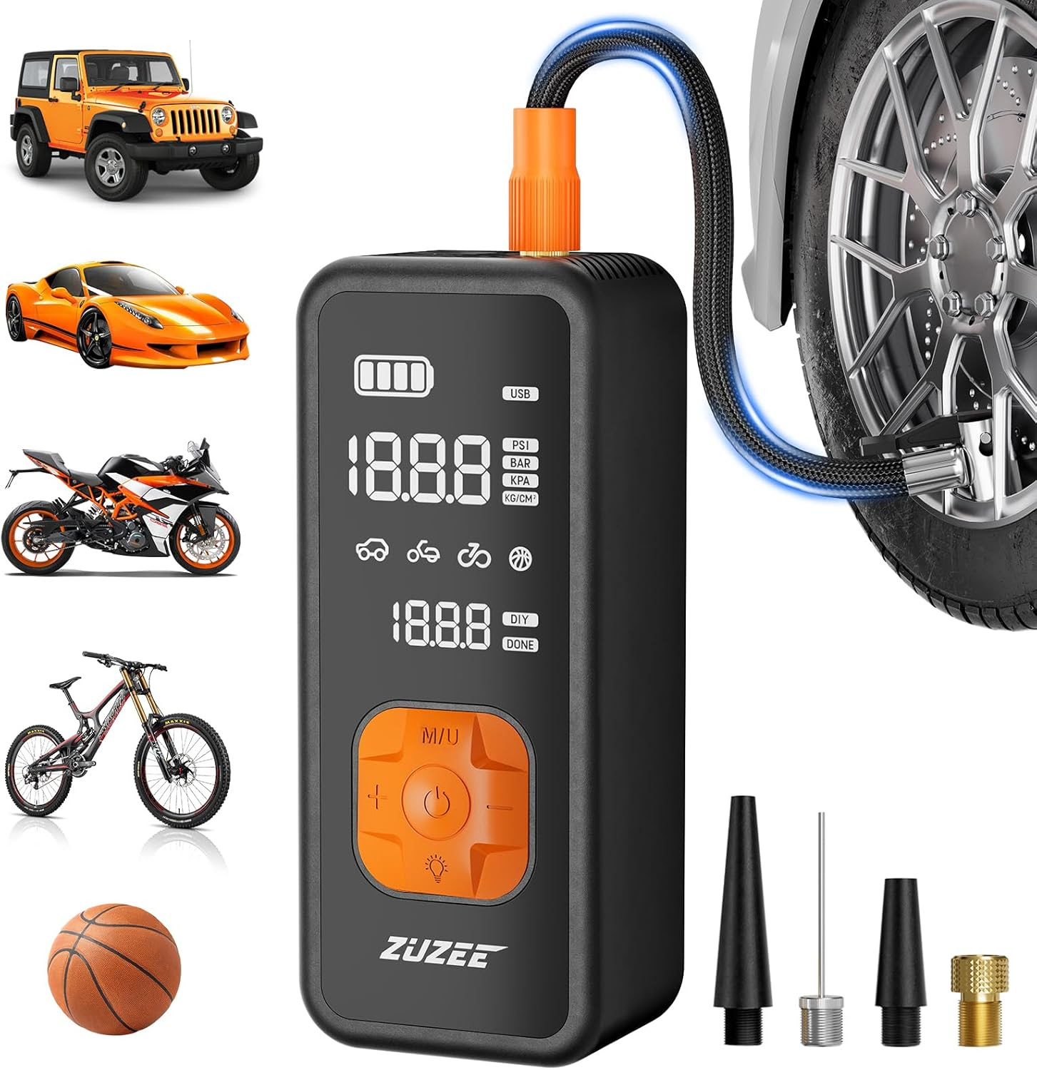 ZUZEE Z1 150PSI Portable Air Compressor with Power Bank. 5670 Units.  EXW Los Angeles $12.95 Unit. Retail $66.00