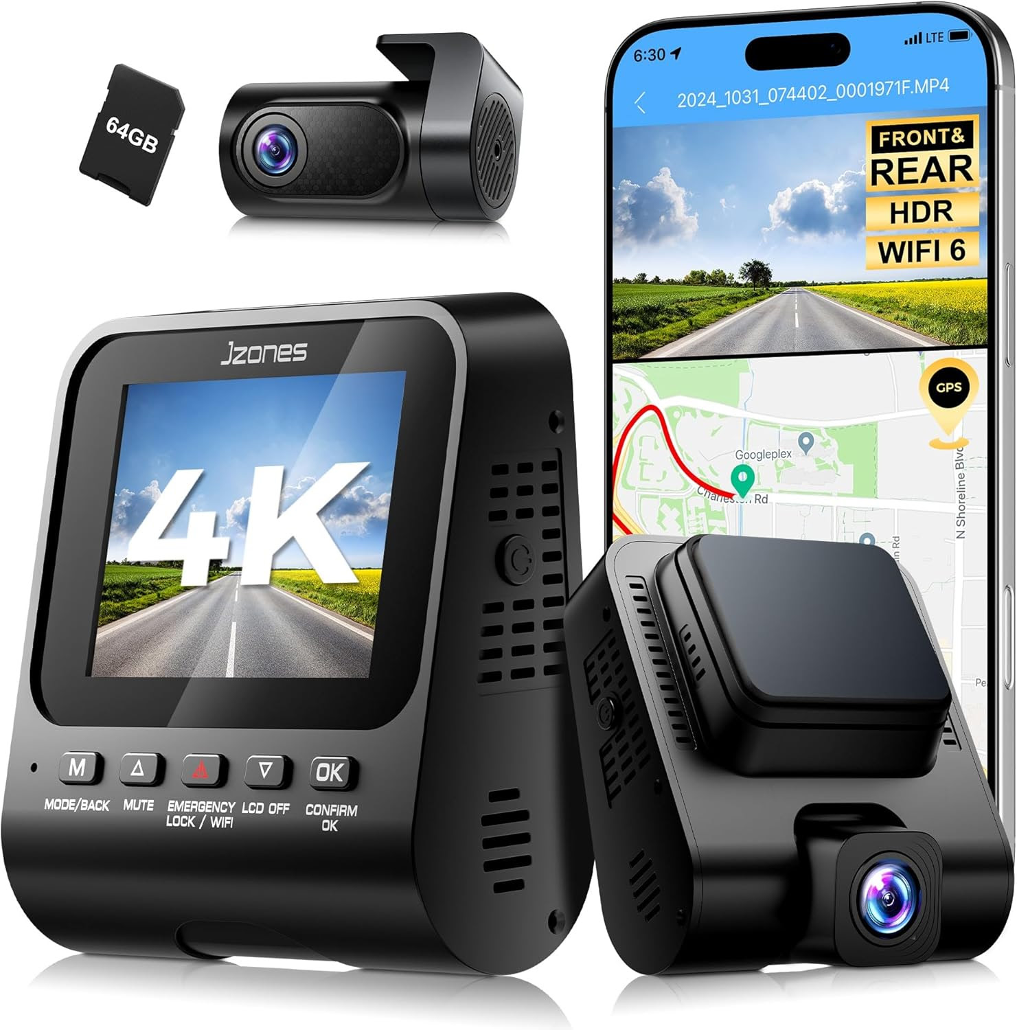 JZONES 4K+1080P FHD Front and Rear Dual Dash Camera. 5000 Units. EXW Los Angeles $29.00 Unit. Retail $129.99 