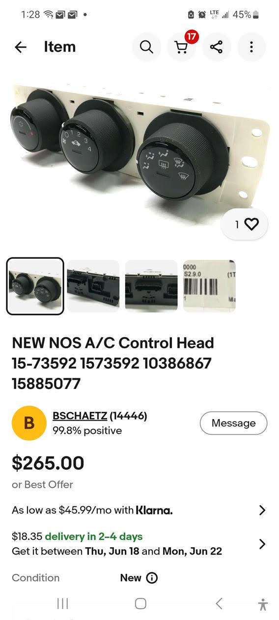 110 UNITS, NEW genuine General Motors (GM) HVAC climate control module. Main Part Number: 25925112 Alternate/Interchange Numbers: 15885077, 10386867, and 15-73592. .