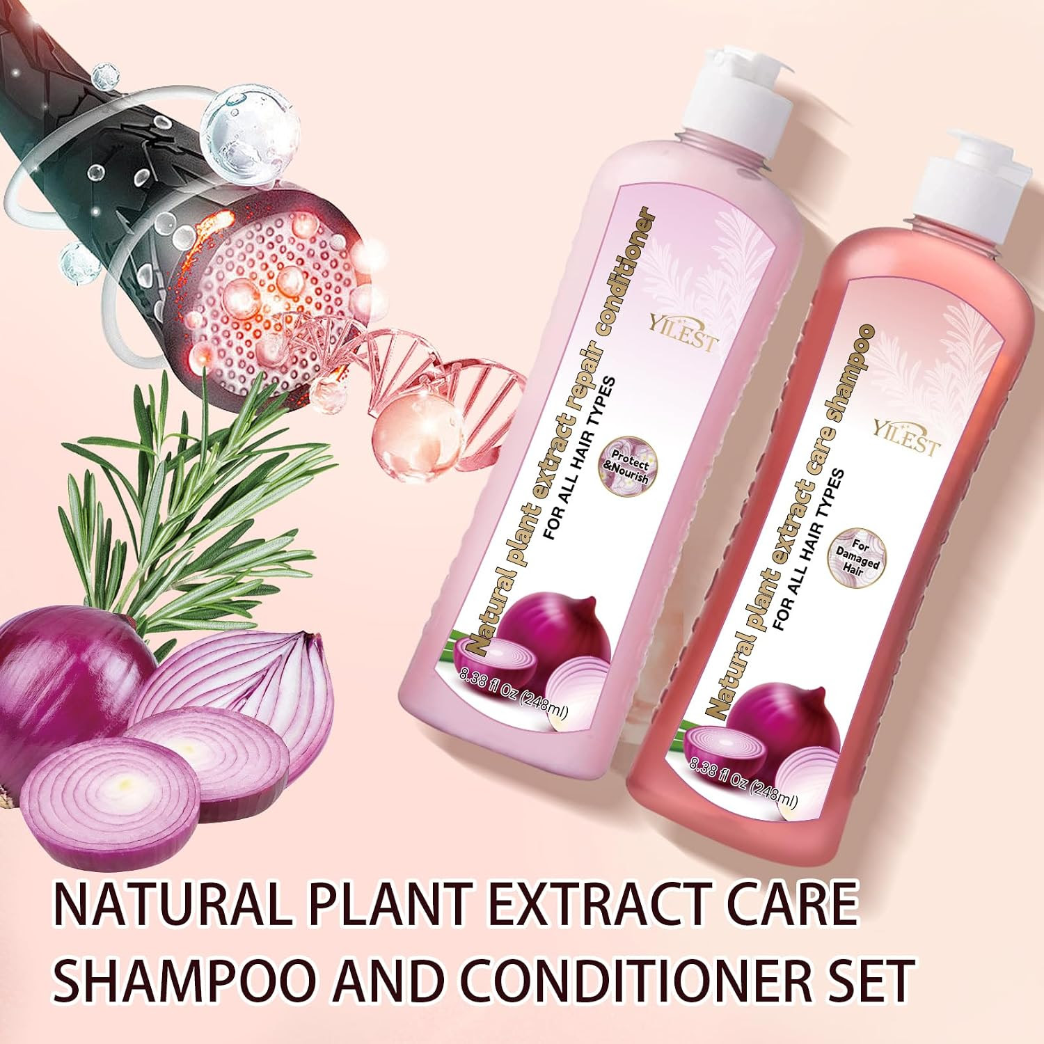 2PK 8.3oz(248ml) Onion Biotin and Rosemary Shampoo. 3000 Packs.  EXW Los Angeles $4.50 Pack. Retail $16.99