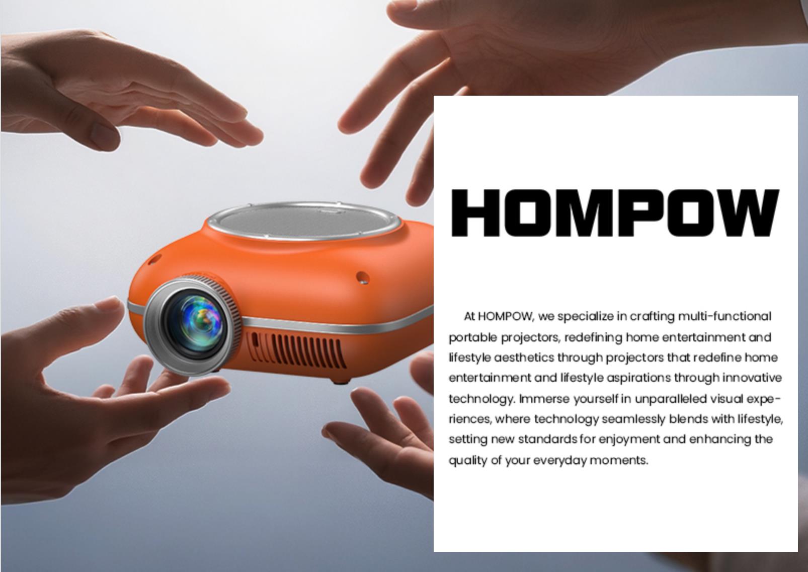 HOMPOW Mini Projector with Two -Way Bluetooth