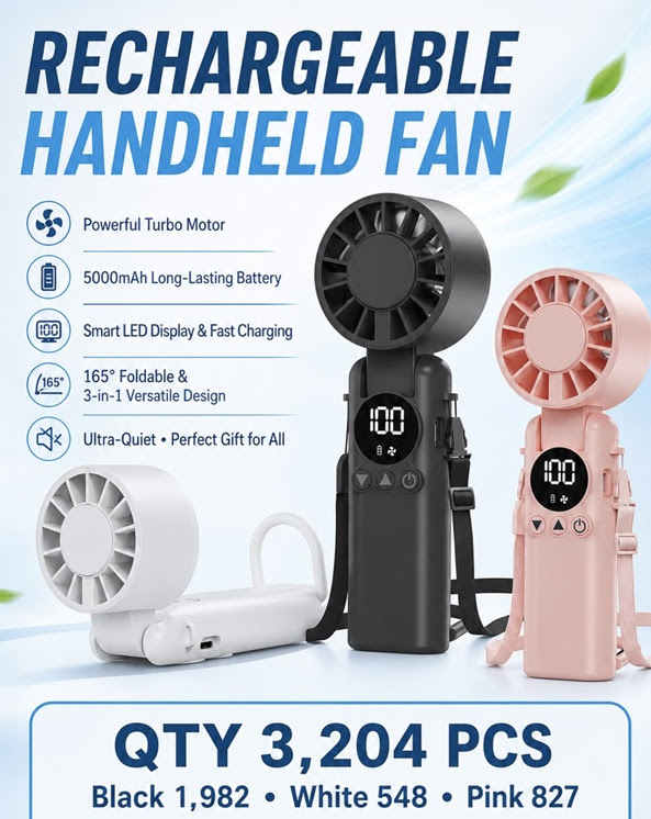 USB Recharable Folding Handheld Mini Fan. 3204 Units. EXW Los Angeles $4.75 Unit.