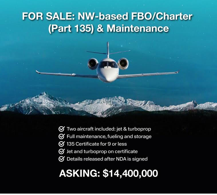 Now Available: Northwest U.S.-based FBO/Charter/Maintenance Co.