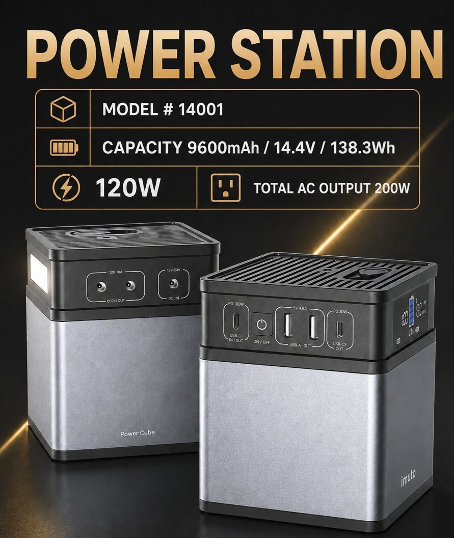 Imuto 9600mAh 120W Portable Power Station. 800 Units.  EXW Los Angeles $19.95 Unit. Retail $69.99