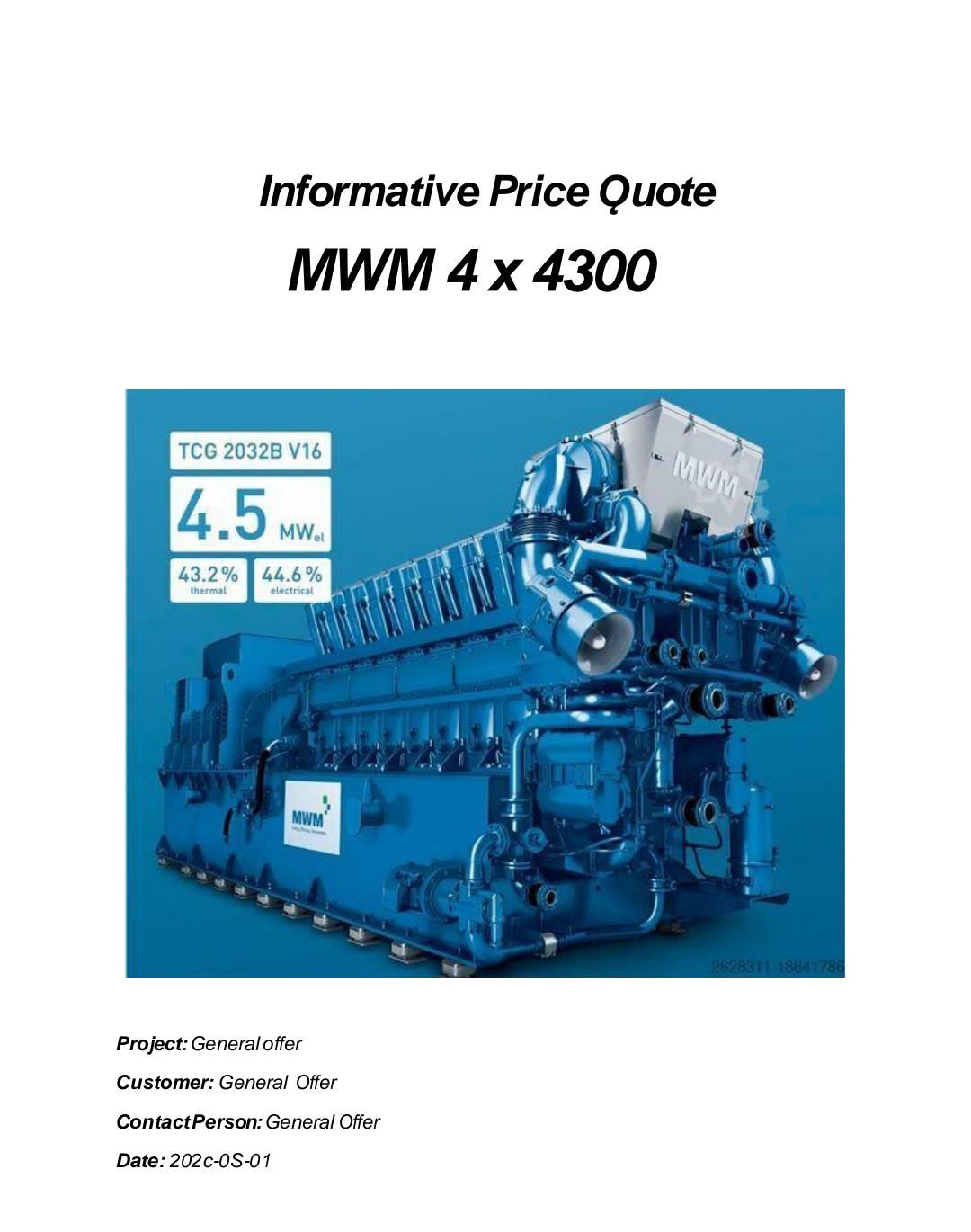 4 Nos MWM TCG 2032V16 Engines /Alternators Complete Scope -