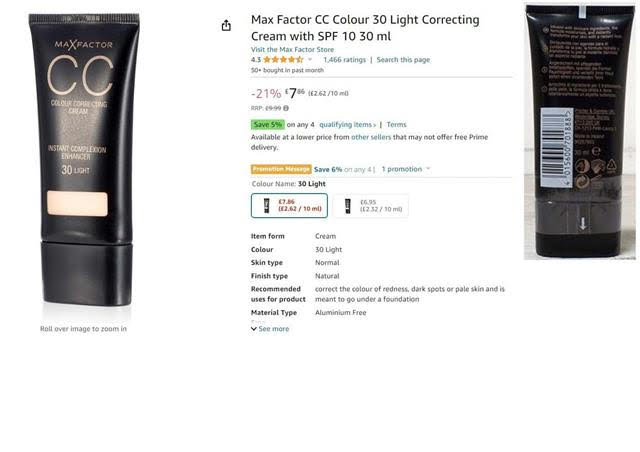 Max Factor CC Colour Correcting Cream Europe